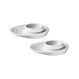 Küchenprofi Burgund - Eierbecher oval 2er-Set, Porzellan Set, Eierhalter mit Ablage, Eierbecher Weiß, Eier Schüsseln, Eier Teller, Auch für Snacks und Desserts, 10 × 9 cm
