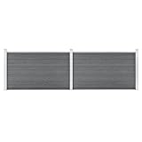 vidaXL Gartenzaun WPC Sichtschutzzaun Lamellenzaun Windschutz Sichtschutz Zaun Steckzaun Systemzaun Garten 353x106cm Grau Aluminiumstange