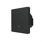 Smart Home Lichtschalter, 2-Fach Lichtschalter, Wandschalter mit Hintergrundbeleuchtung, kein Neutralleiter erforderlich (1-Fach, schwarz)
