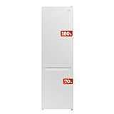 EVVO Kombi-Kühlschrank No Frost, Kühlschrank 180 l Gefrierschrank, 70 l Inverter-Motor, 54 cm breit, Smart ECO, Multi Air Flow, LED-Innenbeleuchtung, LED-Touch-Panel (F52, Farbe: Weiß)