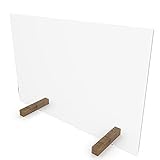 nattmann PLEXIGLAS® Spuckschutz NATURE ohne Durchreiche Trennwand Thekenaufsatz (50x40cm (BxH), Standfüße: Echtholz Eiche)