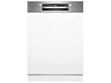 Bosch SBI4ECS28E, Serie 4, Smarter XXL-Geschirrspüler Teilintegriert 60 cm, Besteckschublade, Spülmaschine Made in Germany, besonders Leise, Extra Trocknen, SpeedPerfect Plus, Ferndiagnose, Edelstahl