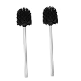 FIXOSHEE 2 STÜCK Teiliges Toilettenbürste mit Edelstahlgriff Schwarze Klobürste mit Borstenkopf Ergonomisch Geformt für Gründliche von Wc Bad und Haushalts Ecken