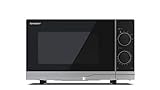 SHARP PS201AES Mikrowelle (Mikrowelle: 700W, 6 Leistungsstufen, Auftaufunktion, Abmessungen: 455x274x329cm), silber