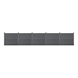 neu.holz WPC Gartenzaun Grau mit Pfosten Sichtschutz Windschutz Lamellenzaun Zaun 165x770cm