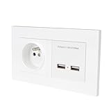 LRXIYODE Europäische Standard Unterputz Steckdose mit Dual USB Ladeanschlüssen und Poliger Steckdose Weiß USB Charger für Zuhause Büro Hotel und Räume