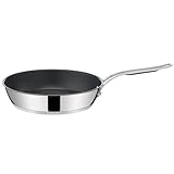 Jamie Oliver by Tefal Cook's Classics Bratpfanne 28 cm, Pfanne Induktion, Antihaftversiegelung, Thermo-Signal bei idealer Brattemperatur, backofenfest, Edelstahlpfanne, genieteter Griff, E3060635