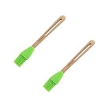 Fackelmann 9315050 Küchenpinsel-Set, Backpinsel, Küchenhelfer, Holz, Silikon, Grün, 26 cm x 2,8 cm