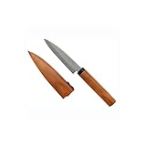 KAI Select Früchtemesser mit Holzscheide und Kirschbaumholzgriff - rostfreier SUS420J2 Edelstahl - Klingenlänge 9 cm, Gesamtlänge 20,5 cm - Universalmesser Obstmesser Schälmesser