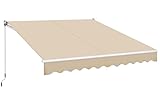 Yaheetech Einziehbare Markise, Gelenkarmmarkise mit Handkurbel 300x250 cm, Fallarmmarkise wasserabweisend, Sonnenmarkise Winkel Längeinstellung(5-35°), Sonnenschutz inkl. Wandhalterung