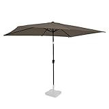 VONROC Sonnenschirm rechteckig 200x300 - Rechteckiger Sonnenschirm für Terasse, Garten, Balkon, Gastro - Knickbar, Kurbel, Wetterfest - Rapallo Taupe