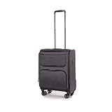 Stratic Bendigo Light+ Koffer Weichschale Reisekoffer Trolley Rollkoffer Handgepäck, TSA Kofferschloss, 4 Rollen, Erweiterbar, Größe S, Schwarz