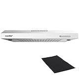 COMFEE' CHU 3.6F17BS 60cm Unterbauhauben Dunstabzugshaube Unterbau mit Edelstahl, abnehmbarem Aluminiumfilter, 200m³/h Luftstrom, 2 Stufen, 1 LED-Licht, Inox, Edelstahl Silber