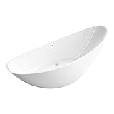 BERNSTEIN Freistehende Badewanne aus Sanitäracryl Standbadewanne Wanne mit Doppelwandiger Konstruktion 183,5 x 78,5 x 76,9 cm - 5 Jahre Garantie - Vice 2.0 in Weiß glänzend, Acryl-Wanne