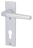 Alpertec 40040520K1 Aluminium Türbeschlag Florence-Kurzschild Silber eloxiert für Wohnungseingangstüren PZ 72 mm Drücker, beidseitig