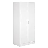 Madesa Kleiderschrank, Schrank mit 2 Türen, für Schlafzimmer, 180 x 52 x 80 cm, aus Holz - Weiß