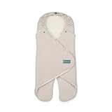 emma & noah Einschlagdecke mit Füßen, 0-8 Monate, Babydecke für Babyschale, Maxi Cosi®, Kindersitz für Herbst und Winter, Gefüttert, Maximale Bewegungsfreiheit (Essential Beige)