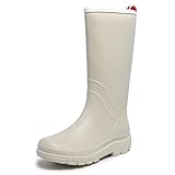Harssidanzar HL223US Damen-Regenstiefel, wasserdicht, Gummistiefel, Gartenstiefel, GRAU, 37 EU