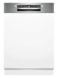 Bosch SMI4EVS08E, Serie 4, Smarter Geschirrspüler Teilintegriert 60 cm, Besteckschublade, Spülmaschine mit Programmassistent, sehr Leise, Oberkorb höhenverstellbar, Automatische Türöffnung, Edelstahl
