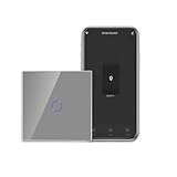 CNBINGO Smart Touch Lichtschalter Arbeiten mit Alexa, Google Assistant - WLAN Schalter unterputz - mit Glas Panel und Status-LED - Wandschalter einfach in Grau - Neutralleiter Wird Benötigt