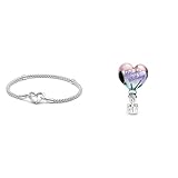 PANDORA Armband mit Infinity Herzverschluss aus Sterlingsilber in der Farbe Silber, Kompatibel Moments Armbänder Charm Geburtstag Heißluftballon Silber Emaille