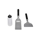 Weber Grillplatten Zubehör Starter Set, 3-teilig, besteht aus Grillplatten-wender, Schaber aus Edelstahl & Quetschflasche. Perfekt für alle Planchas/Grillplatten (6777)
