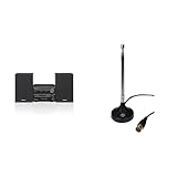 Panasonic SC-PM254EG-K Micro- mit HiFi-System (Bluetooth, DAB+, CD, UKW, 20 W RMS) schwarz & Oehlbach Radio Rod DAB+ Antenne | Radio Antenne für den Empfang von DAB+ und FM/UKW