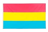 PHENO FLAGS Pan Pride Flagge - Pansexualität Flagge mit Messing-Ösen - 90 x 150 cm - Wetterfeste Fahnen für Fahnenmast - 100% Polyester