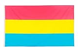 PHENO FLAGS Pan Pride Flagge - Pansexualität Flagge mit Messing-Ösen - 90 x 150 cm - Wetterfeste Fahnen für Fahnenmast - 100% Polyester