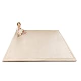 Wolkenweiche Samtmatte-Spielmatte Baby 200x150x2,5cm, beige – Kinderteppich mit hochwertigem Memory-Schaum – Baby Krabbelmatte mit Rutschfester Unterseite – Krabbeldecke Baby, Kinderzimmer Teppich