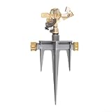 Entgoinggo Drehbarer Rasensprenger aus Messing mit Aluminium-Basis, um 360 Grad verstellbar, Garten-Wassersprinkler mit Metallring für große Flächenabdeckung
