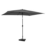 VONROC Sonnenschirm rechteckig 200x300 - Rechteckiger Sonnenschirm für Terasse, Garten, Balkon, Gastro - Knickbar, Kurbel, Wetterfest - Rapallo Grau Set