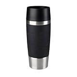 Emsa 513361 Travel Mug Classic Thermo-/Isolierbecher, Fassungsvermögen: 360 ml, hält 4h heiß/ 8h kalt, 100% dicht, auslaufsicher, Quick-Press-Verschluss, 360°-Trinköffnung, schwarz