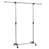 SKM Verstellbarer Kleiderständer Edelstahl 165x44x150 cm Silber, Weight: 2.92 kg, 245625