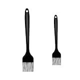 Backpinsel aus Silikon, hitzebeständig, zum Backen, Grillen und Verteilen von Öl, Butter, BBQ-Sauce, Schwarz, 2 Stück