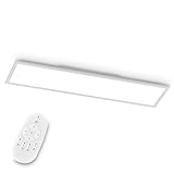 EGLO LED Deckenleuchte Bottazzo, Deckenlampe 100x25 cm, Panel ultraflach aus Aluminium und Kunststoff in Weiß, mit Fernbedienung dimmbar, Farbtemperaturwechsel (warmweiß – kaltweiß), Wohnzimmerlampe