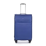 Stratic Light + Koffer Weichschale Reisekoffer Trolley Rollkoffer groß, TSA Kofferschloss, 4 Rollen, Erweiterbar, Größe L, Blau