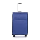 Stratic Light + Koffer Weichschale Reisekoffer Trolley Rollkoffer groß, TSA Kofferschloss, 4 Rollen, Erweiterbar, Größe L, Blau