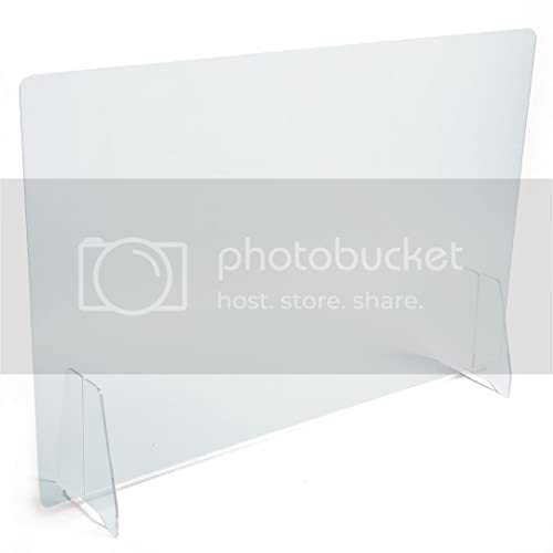 PLEXIDIRECT - Spuckschutz Plexiglas Schutzwand Thekenaufsatz Trennwand Büro Schreibtisch Acrylglas Büroschirm Niesschutz, 3mm Schirm, RAVI Tischfuß Plexi, 750 x 650 mm (BxH)