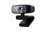 ASUS Webcam C3 Full HD USB-Kamera (1080p-Auflösung, 30 FPS, Beamforming-Mikrofon, 360° Drehmechanismus, kompatibel mit Skype, Teams und Zoom)