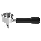 Edelstahl Espresso Kaffee Siebträger Filtergriff Kaffeemaschine Doppelauslauf Bodenlos Tragbare Kaffeemaschine Ersatzgriff für Zuhause Kaffee Brauen Kaffeemaschine Reparaturteile