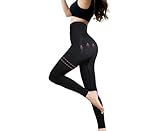 proslim T-active Figurformende Anti-Cellulite Slimming Lange Hose (Leggings) Massageeffekt mit turmalin kügelchen hohe Taille (Schwarz)