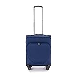 Stratic Mix Koffer Weichschale Reisekoffer Trolley Rollkoffer Handgepäck, TSA Kofferschloss, 4 Rollen, Erweiterbar, Größe S, Blau