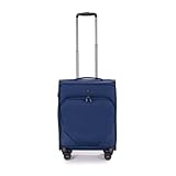 Stratic Mix Koffer Weichschale Reisekoffer Trolley Rollkoffer Handgepäck, TSA Kofferschloss, 4 Rollen, Erweiterbar, Größe S, Blau