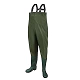 Daromigo Wathose Herren Wasserdicht, Anglerhose Herren 70D PVC Material mit Stiefel, Strapazierfähige Wathose Neopren für Angeln, Wassersport und Outdoor-Abenteuer, Größe(42/43L)
