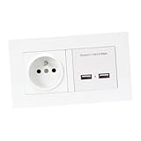 PERSELOSO Europäische Standard Steckdose Wandpanel mit Dual USB Ladeanschluss Weiß Zweifach Steckdose für Tablet PC und Mobile Geräte in Hotel Büro Zuhause