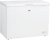 Beko CF316EWN Gefriertruhe, Kühltruhe, 308 l Nutzvolumen, 1 Gefriergutkorb, Temperaturalarm, Transportrollen, LED-Anzeigesystem, 40 db(A), in unbeheizten Räumen nutzbar, Weiß