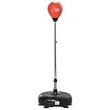 HOMCOM 4-stufig höhenverstellbarer Stand Up Punching Ball mit gepolstertem Boden Handschuhe und Inflator für Erwachsene und Jugendliche Ø45x132-158 cm Schwarz und Rot