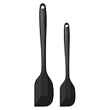 Teigschaber Silikon，Silikon Spatel Teigschaber, Silikon Bpa Frei Silikon Teigschaber Set Nicht-Stick,Nahtloses Einteiliges Design Spachtel FüR KüChe, Backen Und Kochen (2er Set/Schwarz)