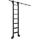 Rollende Bibliotheksleiter-Hardware-Kit – mobile Schienen mit Bodenrollenrädern, langlebiges schwarzes Stahlrohr-Design für einfachen Zugang und Lagerung